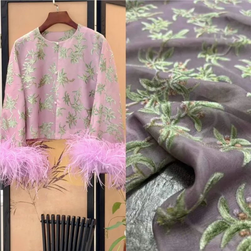 ฤดูใบไม้ผลิและฤดูร้อนระดับไฮเอนด์ผ้าไหมผ้าขนแกะดอกไม้ทาสีด้วยมือเสื้อเกราะสไตล์จีนใหม่