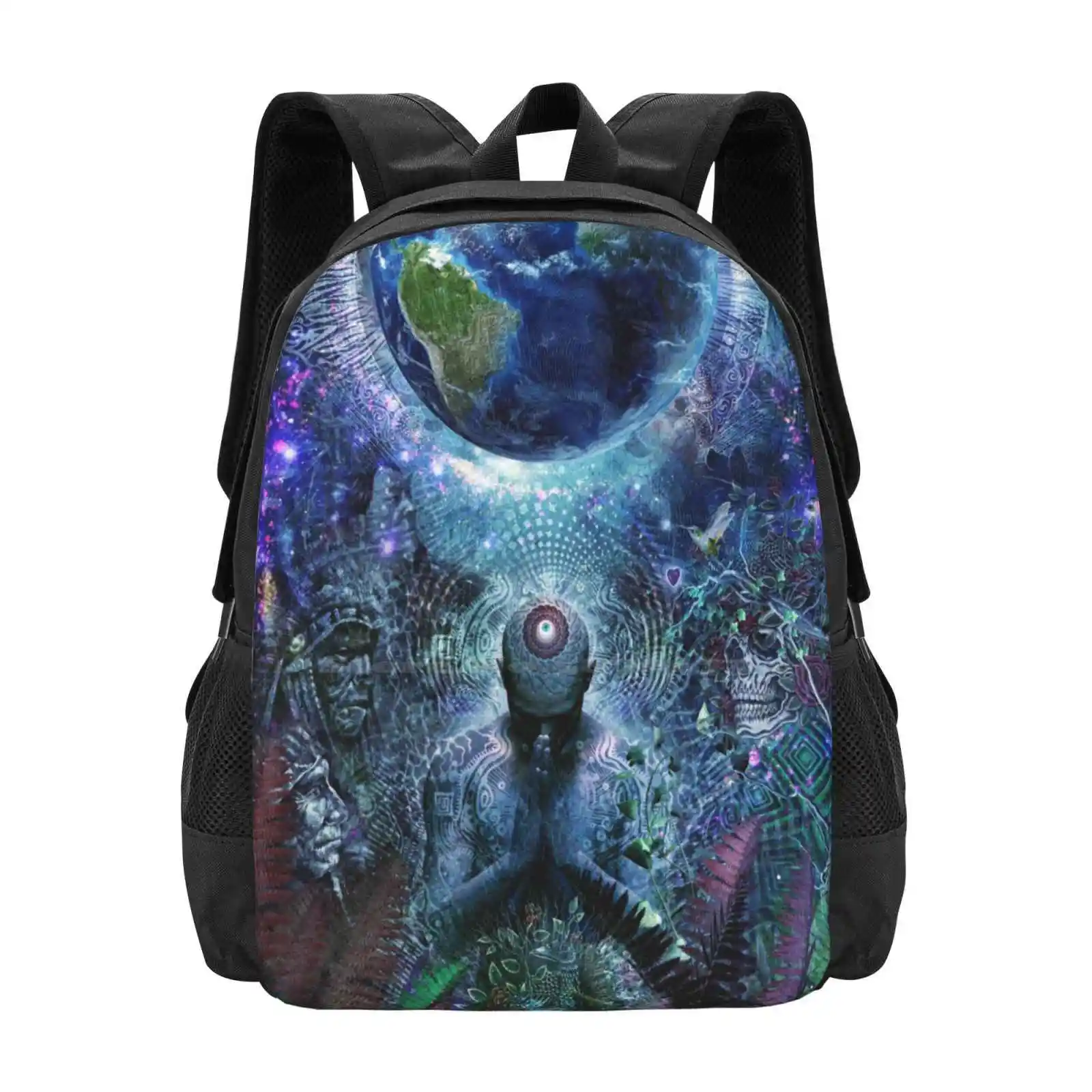 Gratitude For The Earth And Sky Pattern Design Bagpack School Bags Cameron Gray Grey Parable Visions Visionary Surrealism