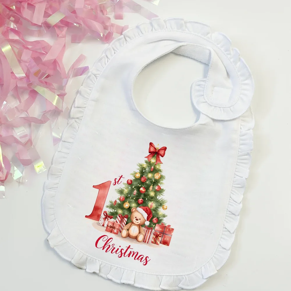 

Мой первый рождественский нагрудник Мягкий хлопковый детский нагрудник с именем Праздничный детский нагрудник First Christmas Xmas 1st Christmas Bib Holiday Time Meal