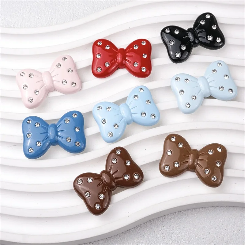 New arrived 50pcs/lot color print cartoon bow shape resin bowknot cabochon beads diy jewelry garment hair accessory