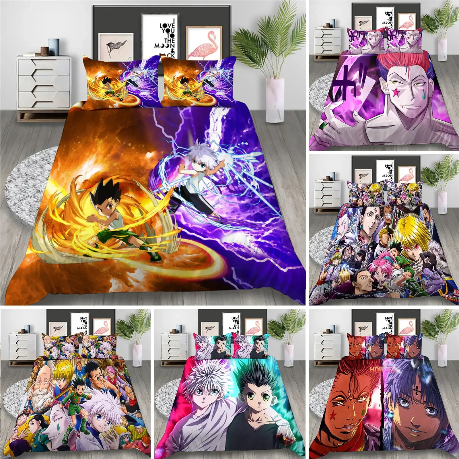 

Anime HUNTER HUNTER Bedding Set Duvet Cover Bedroom Comforter Covers Single Twin King ​Size Quilt Cover Home Textile 2/3PCS