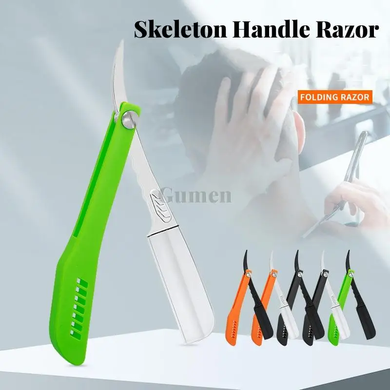 Men Women Beard Straight Edge Razor Skeletonized Handle Hair Removal Tools Zinc Alloy Safety Stainless Steel Shaver Knife