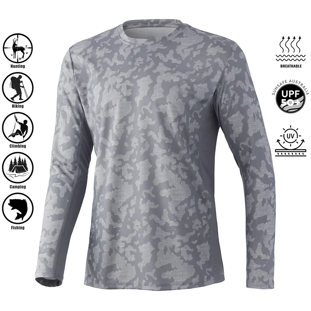 Herren Langarm-T-Shirt aus Polyester mit 3D-Camo-Druck, UPF50+ UV-Schutz, Rundhalsausschnitt, atmungsaktiv, ideal zum Angeln, Jagen, Wandern und für Outdoor-Aktivitäten. – Detail 12