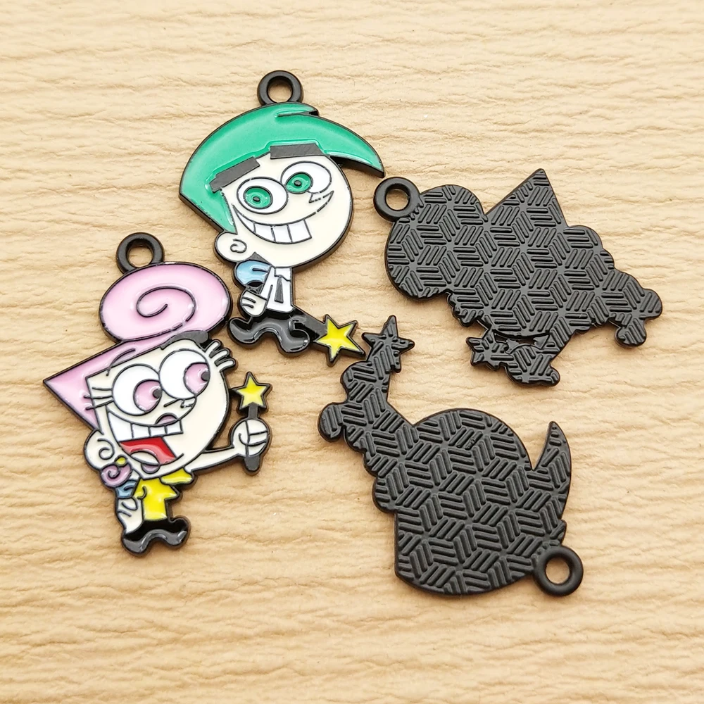 10pcs Cartoon Anime Charm for Jewelry Making Enamel Necklace Earring Bracelet Pendant Diy Accessories Alloy Metal Black Plated