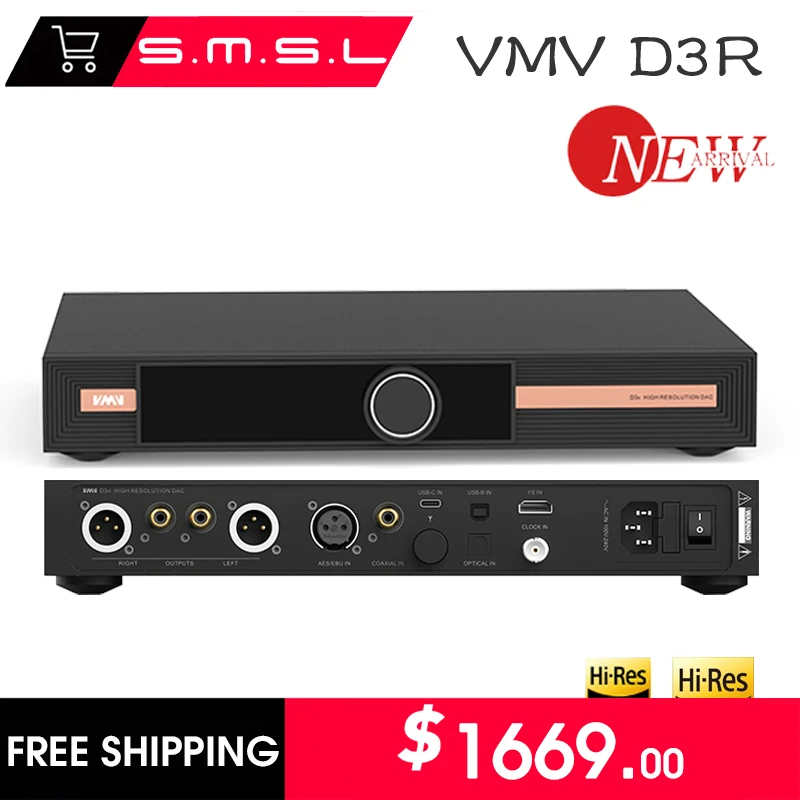 SMSL VMV D3R Flagship Edition Digital Audio Music Decoder BD34302EKV Dual-Chip MQA USB DAC DSD512 Bluetooth support Bluetooth