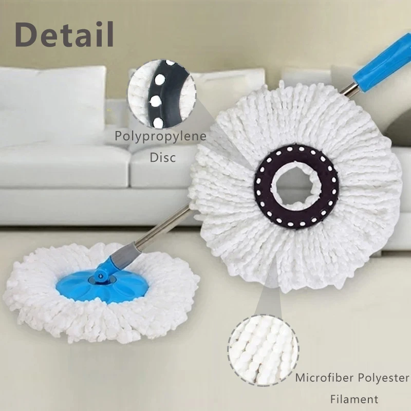 Round Replacement 360°Rotating Mop Head Cleaning Floor Towel Accessories Microfiber 16mm Mop Cloth Replacement Clean Tool