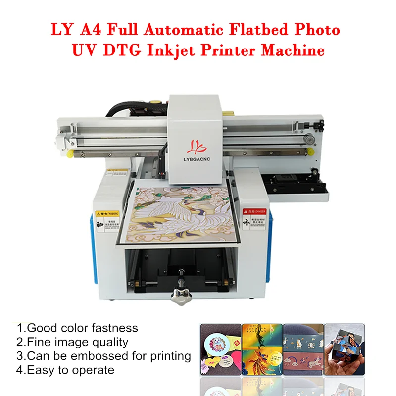 

LY A4 full Automatic Flatbed Photo UV DTG Inkjet Printer Machine USB Infrared Ray Measure Max Work Size 200X300mm 2880 DPI Print