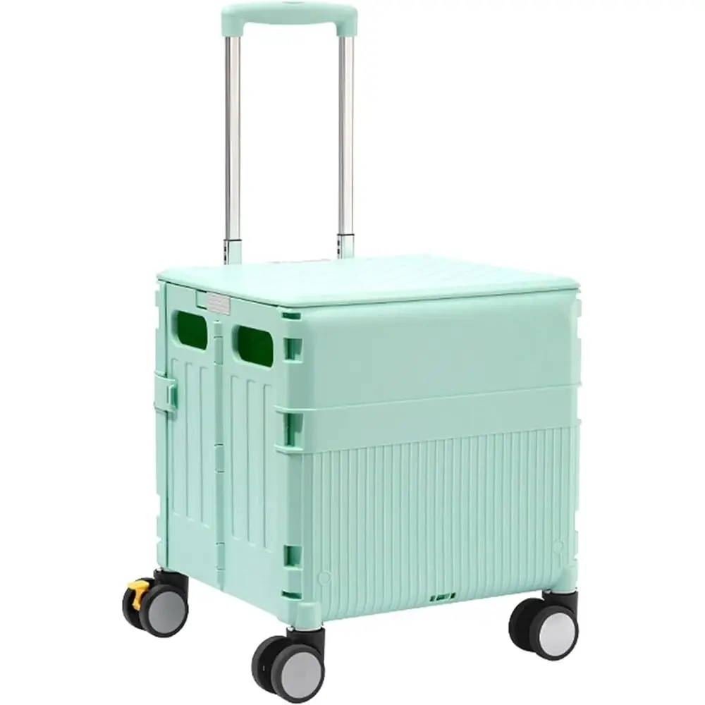 

Portable 45L Plastic Utility Cart with 360° Swivel Wheels for Shopping and Storage