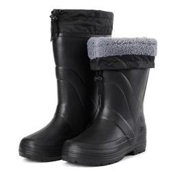 Winter Rain Shoes for Men EVA Non-slip Men Snow Boots Plush Warm Waterproof Shoes Comfortable Platform Men Work Shoes Plus Size