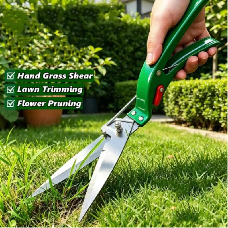 1pcs Stainless Steel Grass Shears Spring Handheld Lawn Cutter Applicable to Backyard Gardening Hedge Trimming Yard Weeding