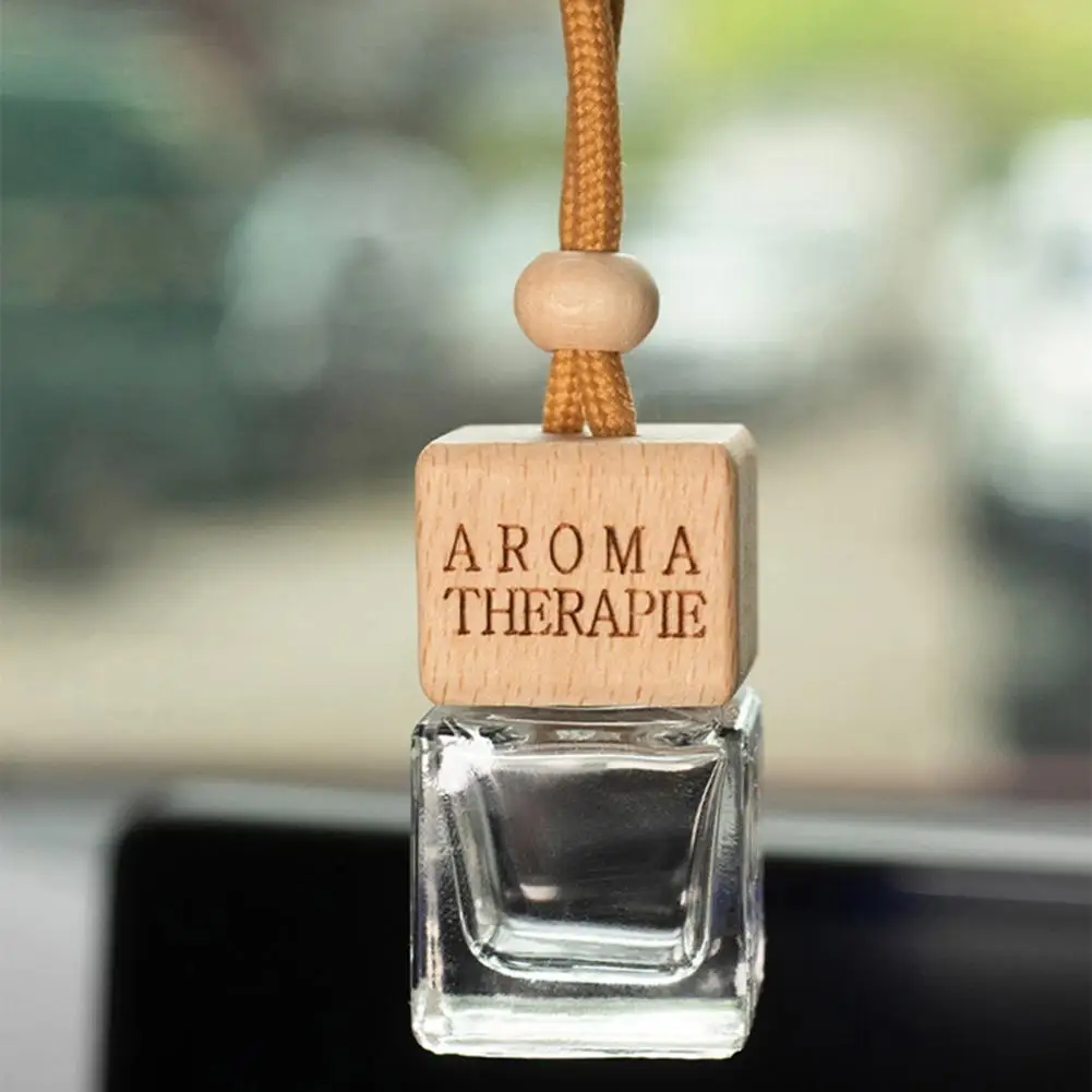 2Pcs 8ml Transparent Small Square Bottle Car Perfume Bottle Adjustable Length Fragrance Empty Bottle Pendant Fragrance Interior