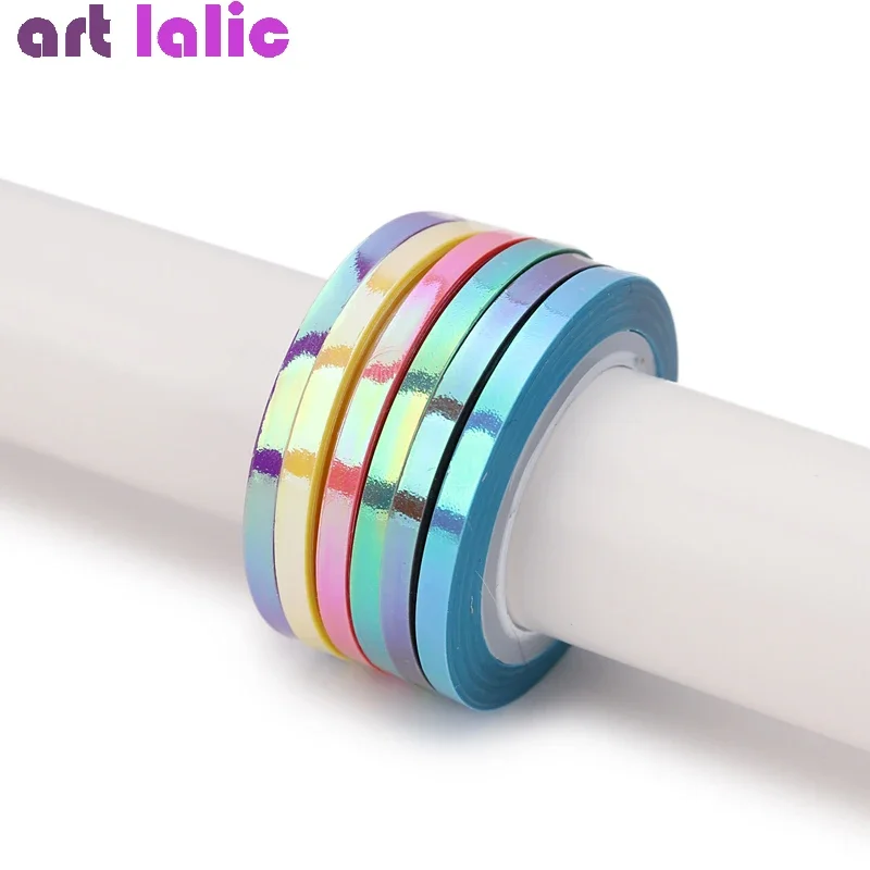 18Pcs Mermaid Nail Striping Tape Candy Color Adhesive Decals DIY Nail Art Line Sticker Manicure Decoration