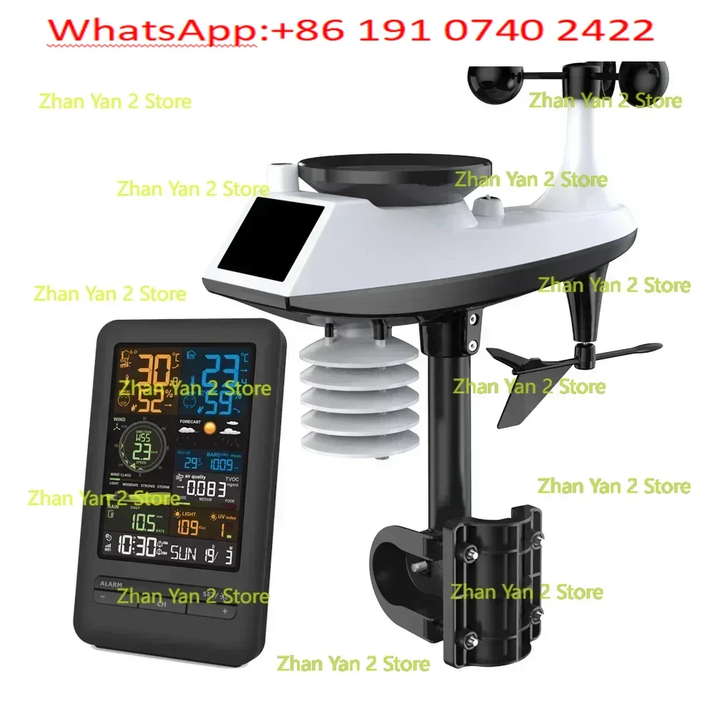 1PCS FJ3395TY WIFI Multifunctional Weather Station Temperature Humidity Wind Speed and Rainfall Detection Weather Forecast Clock