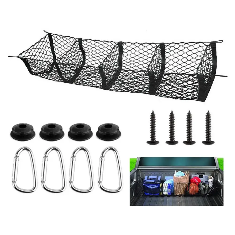 Car Mesh Elastic Nylon Rear Back Cargo Trunk Storage Organizer Luggage Net Trunk Bed Holder For SUV Car Pickup Truck Bed Ac J0Z9