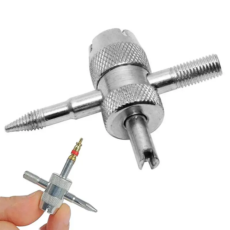 

Tire Valve Tool Wear-Resistant Tire Valve Core Removal Tool 4-in-1 Multifunctional High Carbon Steel Valve Wrench For Motorcycle