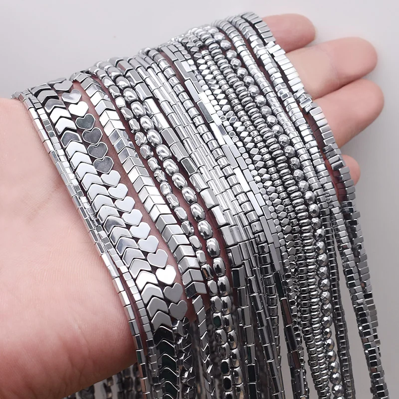Plating Silver Color Retention Natural Hematite Stone Spacer Loose Beads For Jewelry Making Diy Bracelets Finding