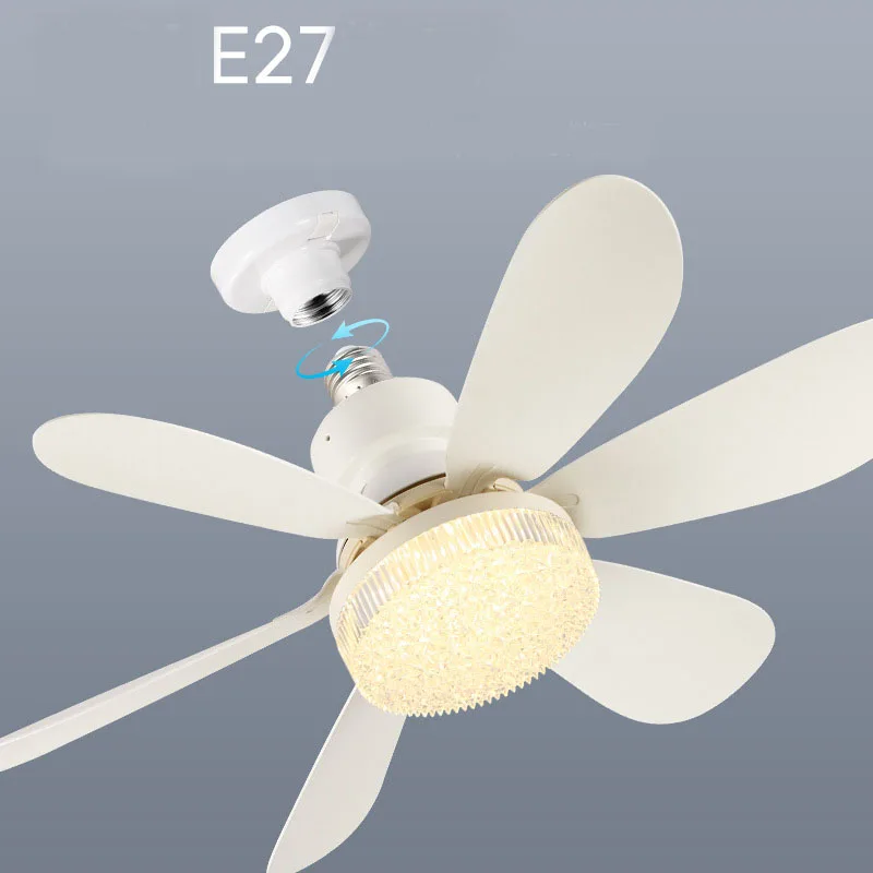 E27 Socket LED Ceiling Fan with Light And Remote Dimmable 3000K-6500K Modern Indoor Fan Light Combination Energy Efficient