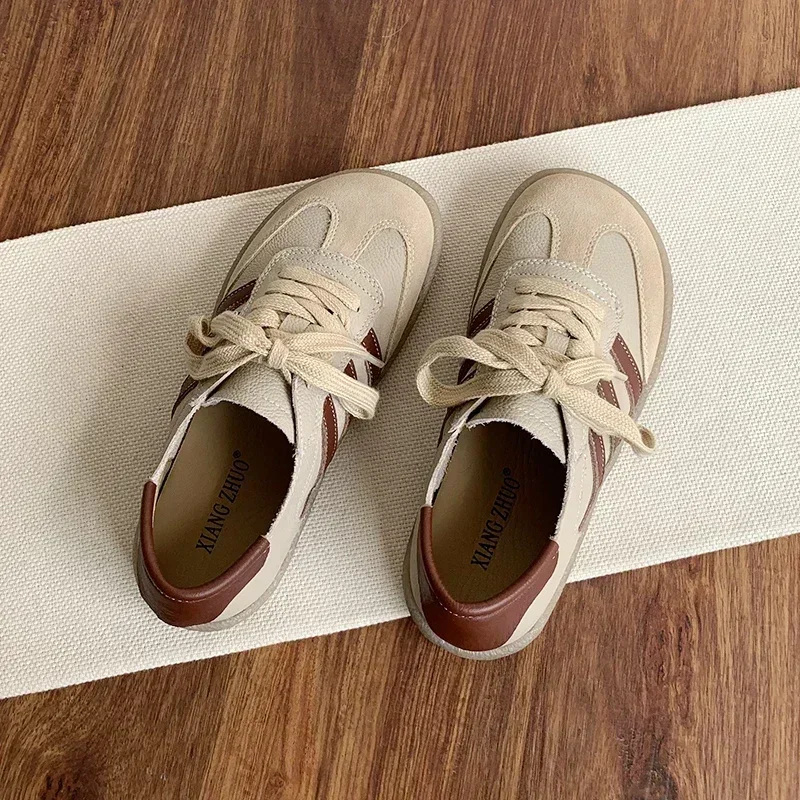 Leather cowhide German training shoes women's college style casual shoes 2025 new soft-soled casual flat-soled sports shoes image 3