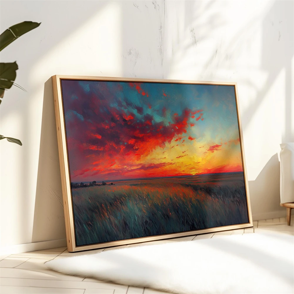 Sunset Tallgrass Prairie Art Print Kansas Flint Hills Landscape Poster Grassland Wall Art Mt Baker Snoqualmie Wall Art Decor