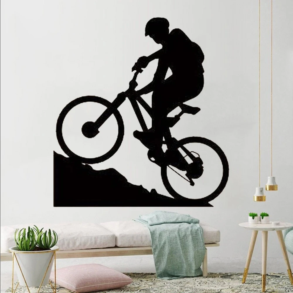 1 pc mountain Biking Extreme Sports Bicycle Wall Sticker Pvc Wall Stickers Wall Art Wallpaper Living Room Wall Art Sticker