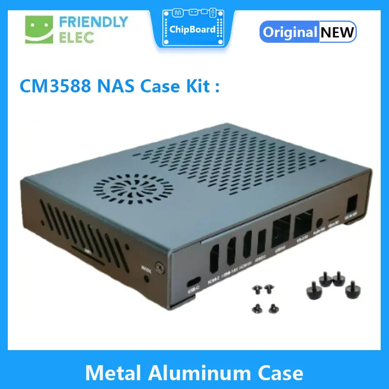 FriendlyELEC CM3588 NAS Kit Metal Aluminum Case Power RK3588 CPU Board Coolling Fan RTC Battery Heatsink Screw Debug Package