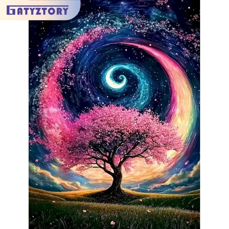 40x50cm Mondbaum Malen nach Zahlen Geschenk DIY Malen nach Zahlen für Anfänger Landschaft Modern Originelle Geschenkideen DIY-Idee