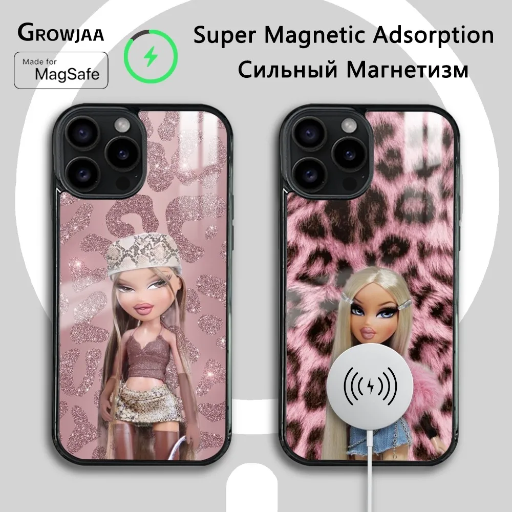 

Fashion D-Doll Bratz Phone Case For iPhone 16 15 14 13 12 11 Pro Max Plus Mini Magsafe Mirror Wireless Magnetic Cover