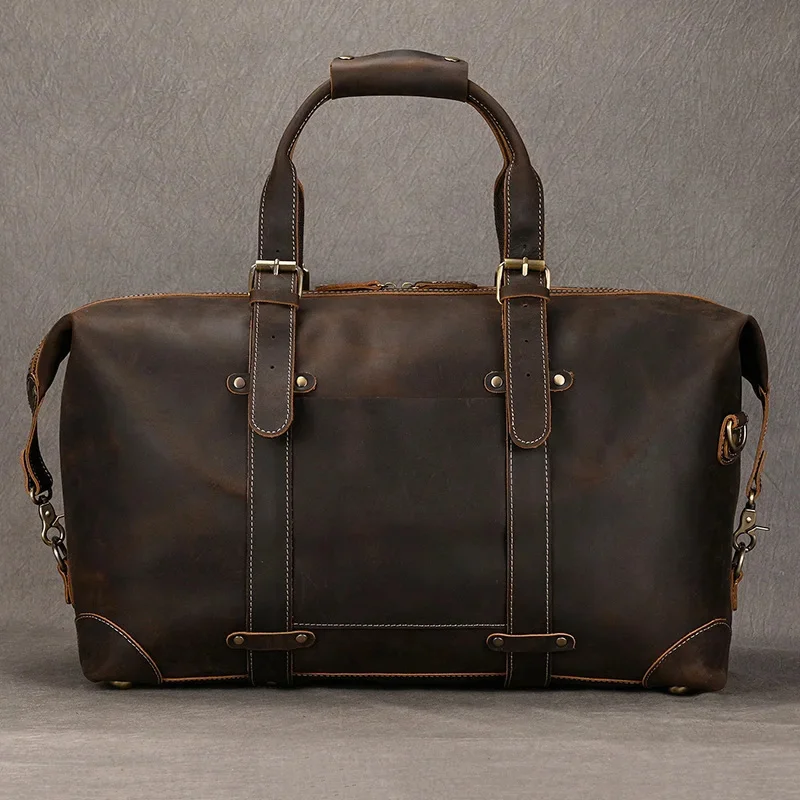 Sac de voyage en cuir haute couture pour homme, sac à main d'affaires, grande capacité, week-end, 50cm