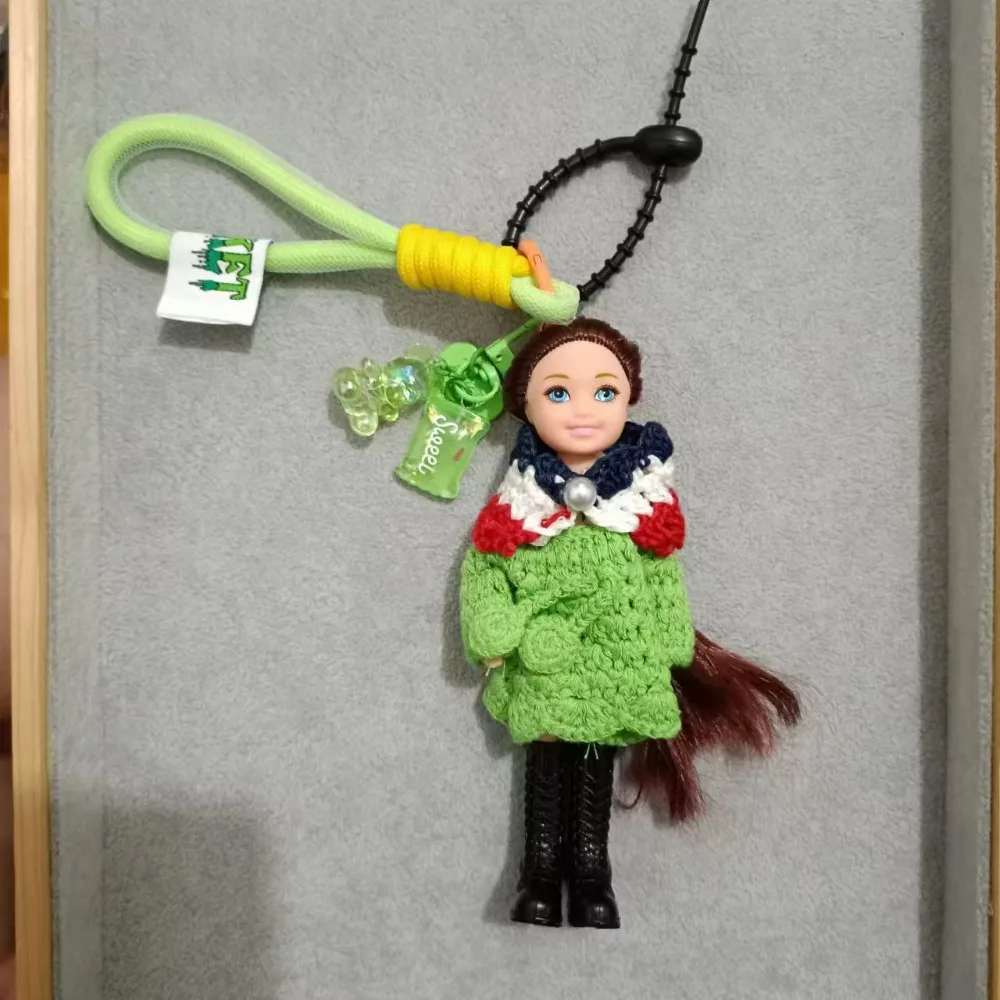 New Cute Doll Pendant Hanging Backpack Ornament DIY Change Clothe and Hair Bag Charm Car Key Ring Bag Decoration for Barbie Doll