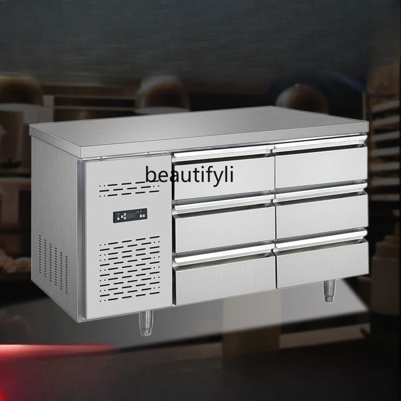 

Drawer-type Refrigerated Cabinet Air-cooled Workbench Freezer Hotel Commercial Refrigerator Freezing Operation Table