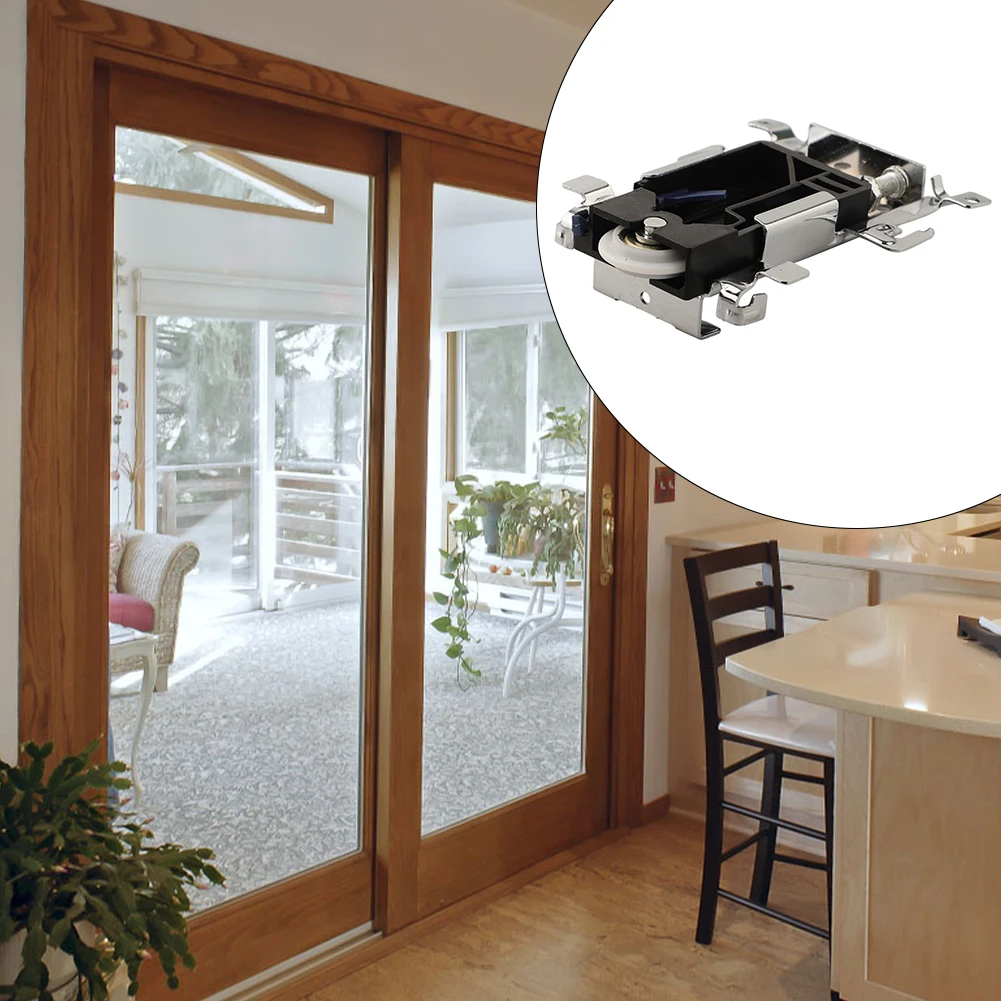 

Easy Install Sliding Mechanism Door Wardrobe Hardware Silver Black Wooden Door Rollers Nylon Pulley Iron Shell
