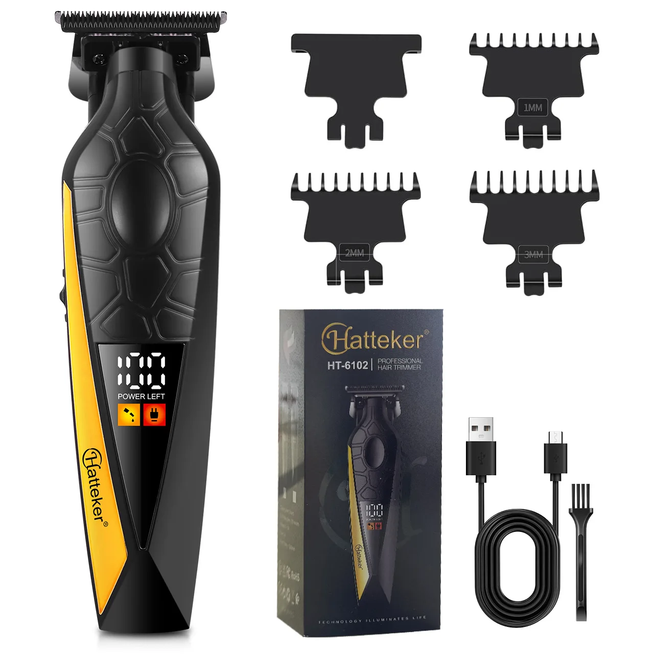 Hatteker Gradient Haarschneidemaschine Professioneller Friseur-Haarschneider mit LCD-Digitalanzeige, Kantentrimmer, wiederaufladbar, für Herren, für den Heimgebrauch – Detail 6