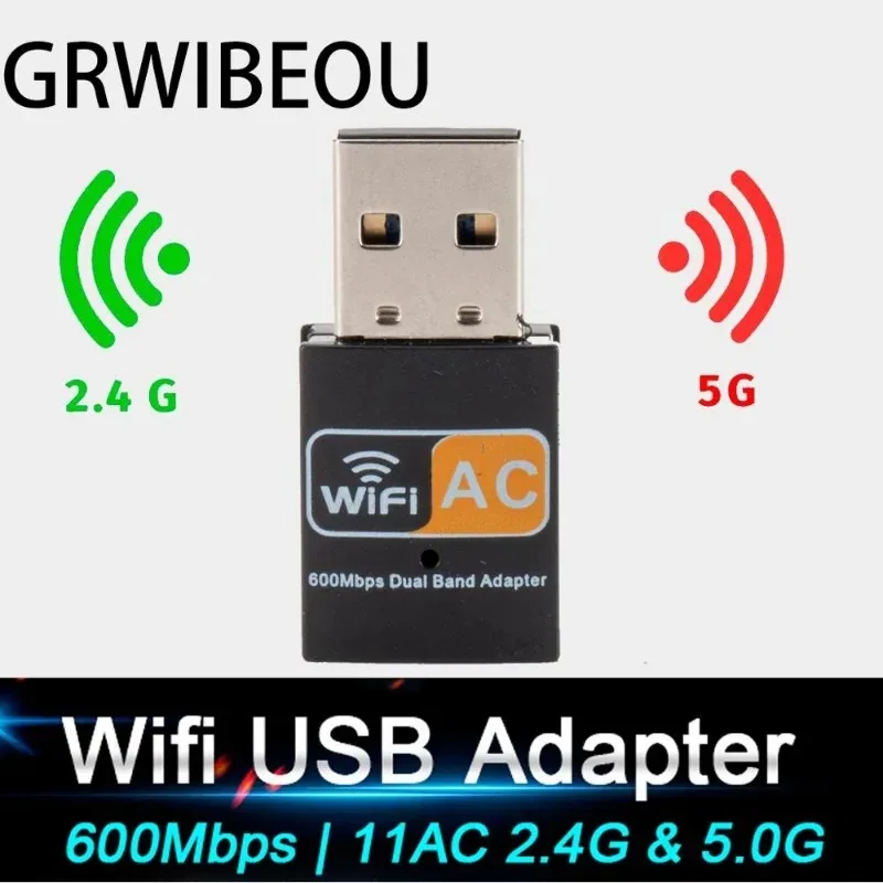 

GRWIBEOU usb wifi adapter dual band 600mbps 2.4G 5G HZ wireless pc adapter 802.11ac wifi receiver transmiter support windows