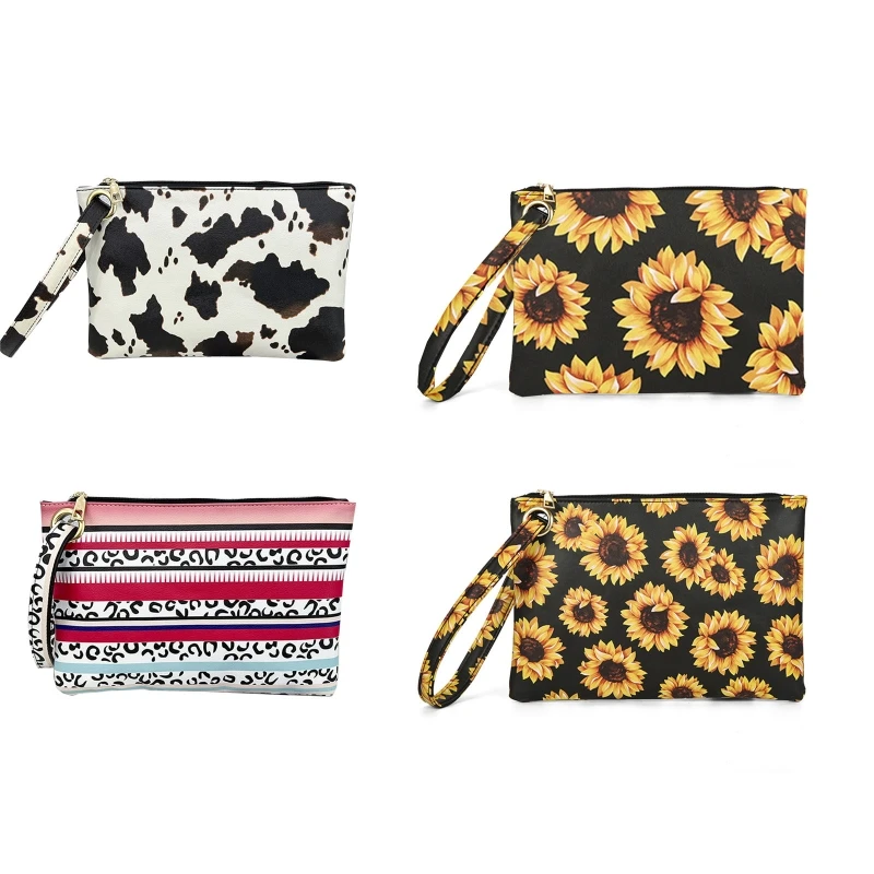 Wrist Bag Evening Handbag Print Clutch Bag Envelope Purses Women PU Cosmetic Bag E74B