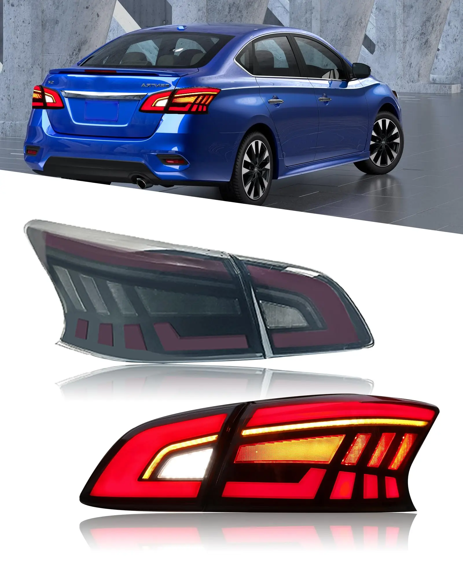 

DK Motion Factory LED Tail Lights Dynamic Turn Signal Breathing Streamer Tail Lamp For Nissan Sylphy Sentra Pulsar 2012-2019