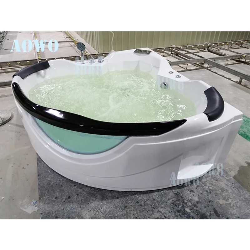 Acrylic Corner Bathtub European Style Custom Size Tub Bath Jetted whirlpool Massage Bathroom Jacouzi