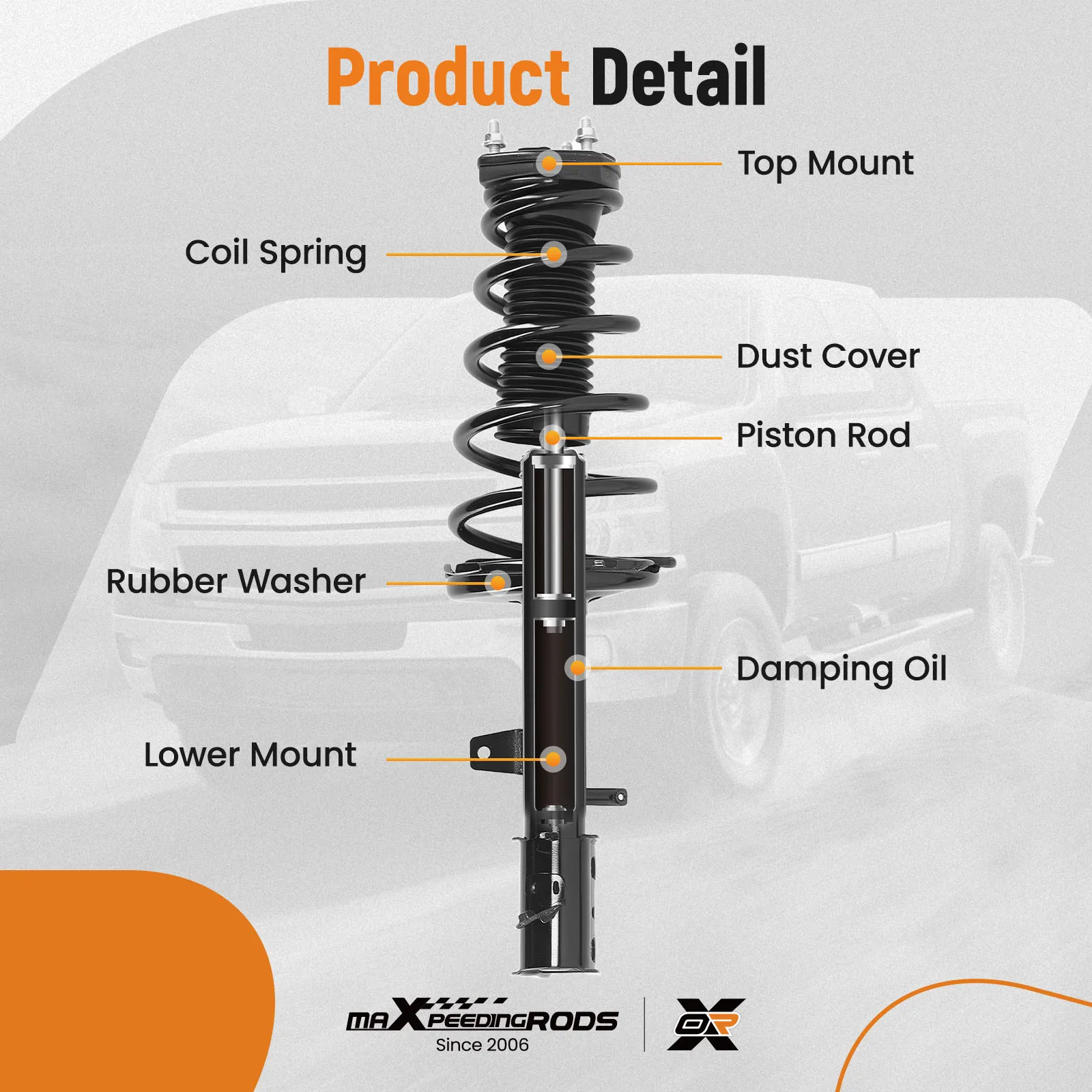 Pair Rear Shocks Struts Coil Spring Assembly For 2008-2013 Toyota Highlander AWD - view 6