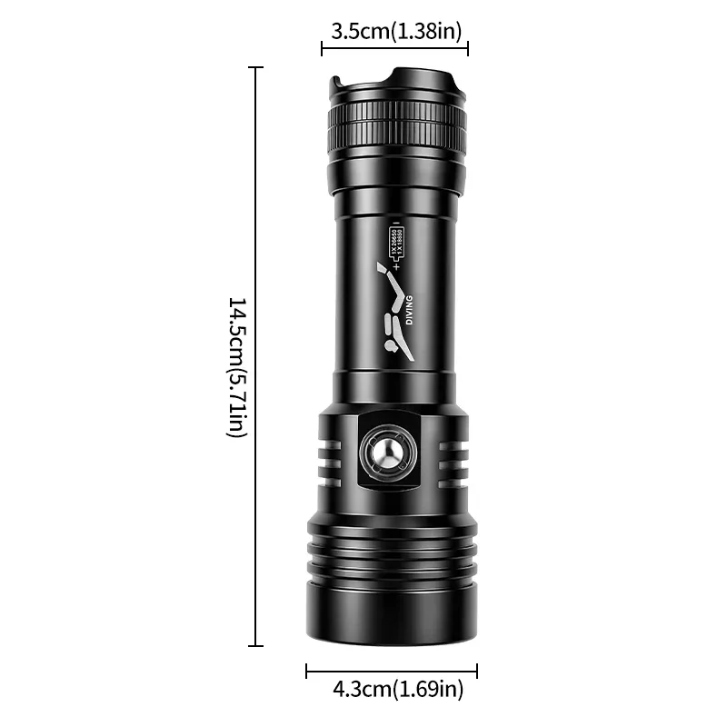 Diving super strong light long-range flashlight underwater waterproof night diving supplementary light super bright sea lantern