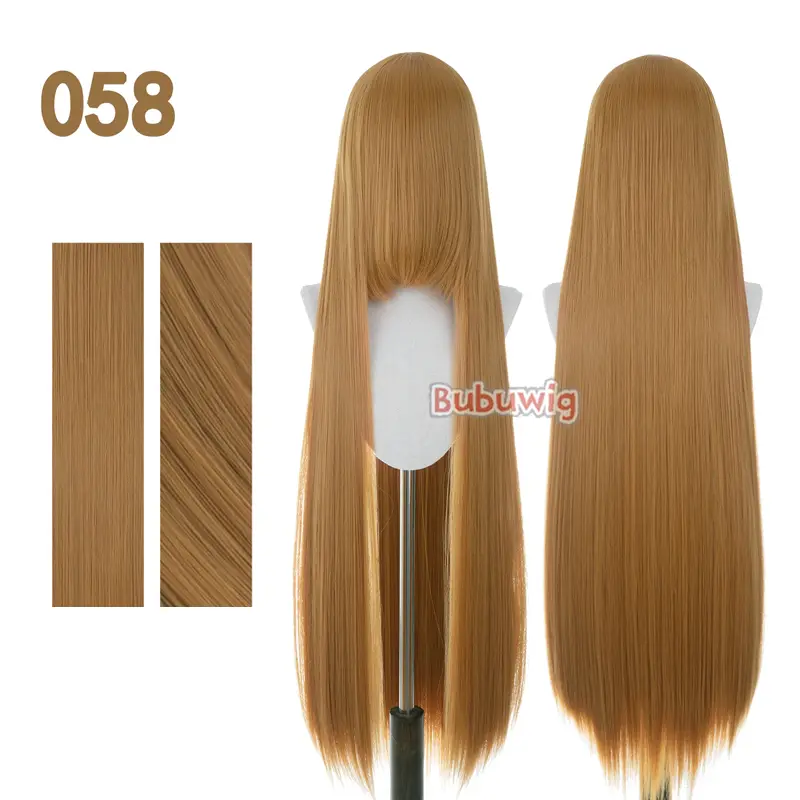 Bubuwig Synthetic Hair 100cm Long Straight Pure Color Cosplay Wigs Over 100 Colors Black White Red Blue Brown Wig Heat Resistant - Image 23