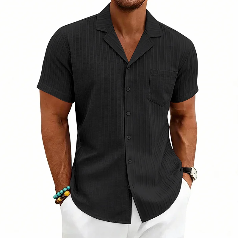 

Men's Summer Shirt T-Shirt Cuban Collar Short Sleeve Shirt | Casual Simple Short Sleeve Shirt Top (Multiple Colors)