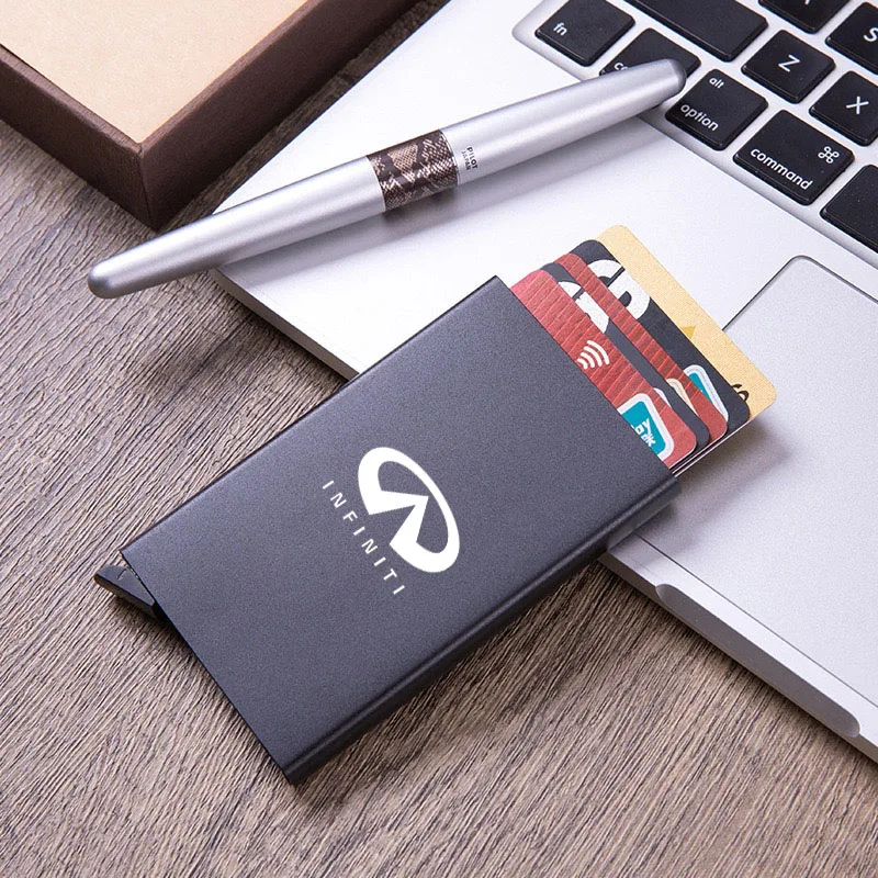 For INFINITI JX35 Q30 Q50 Q50L Q60 Automatic Metal Anti-theft Smart Wallet ID Card Credit Card Holder Pop Up Credit Card Case