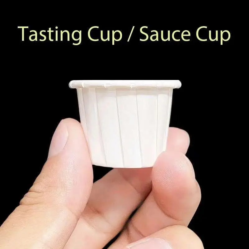 100Pcs 15ml Small White Coated Rolled Cup Disposable Paper Tasting Yogurt Tea Sauce Cups Drink Try Case
