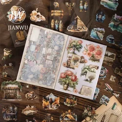 JIANWU Retro Memory Series Vintage Plant Flower Landscaping Material Collage PET Sticker Book Creative DIY Journal Stationery