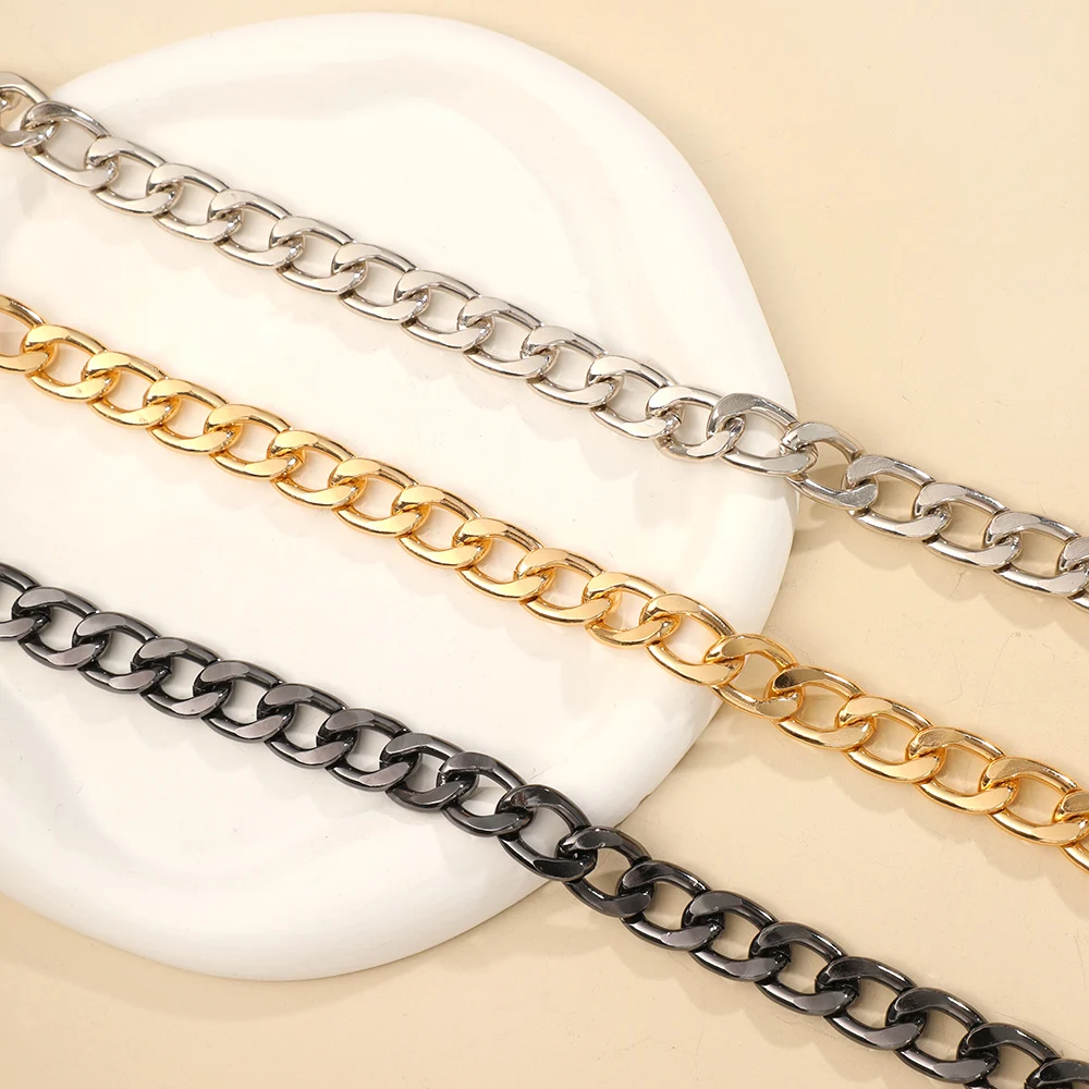 Bag Strap 30/60/100cm Thick Flat Aluminum Bag Chain Replacement Metal Chain Handles For Handbag Belt Bag Accessories Free ship