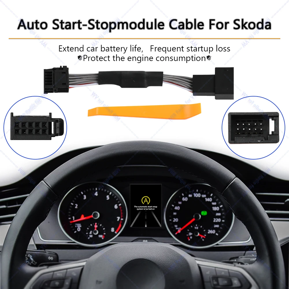 Motor sistema desligado dispositivo para Skoda Octavia, parada automática, sensor de controle, plugue, cancelar cabo, modo de memória