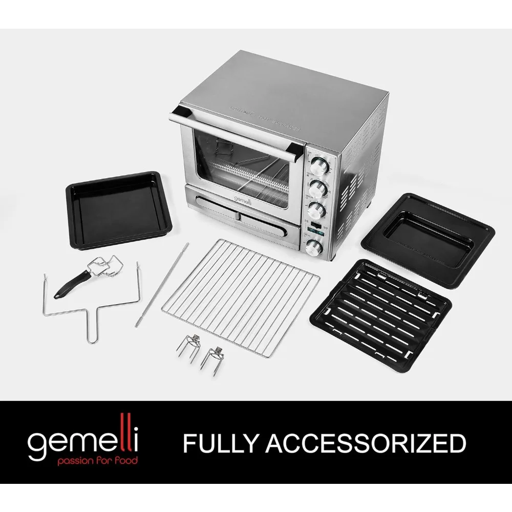 Stainless Steel Finish Professional Grade Convection Oven w/Built-In Rotisserie and Convenience/Pizza Drawer, Countertop Sized