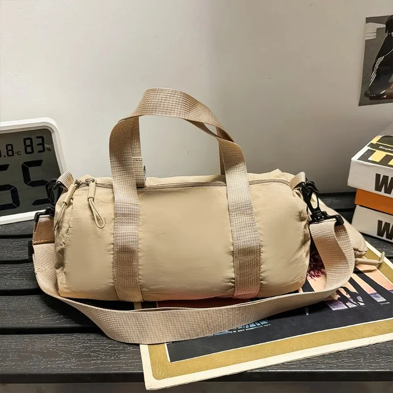 Cylinder Bag, Nylon Fabric, Large Capacity, Versatile Single Shoulder Crossbody Bag, Simple Hand-Held Commuting Pillow Bag