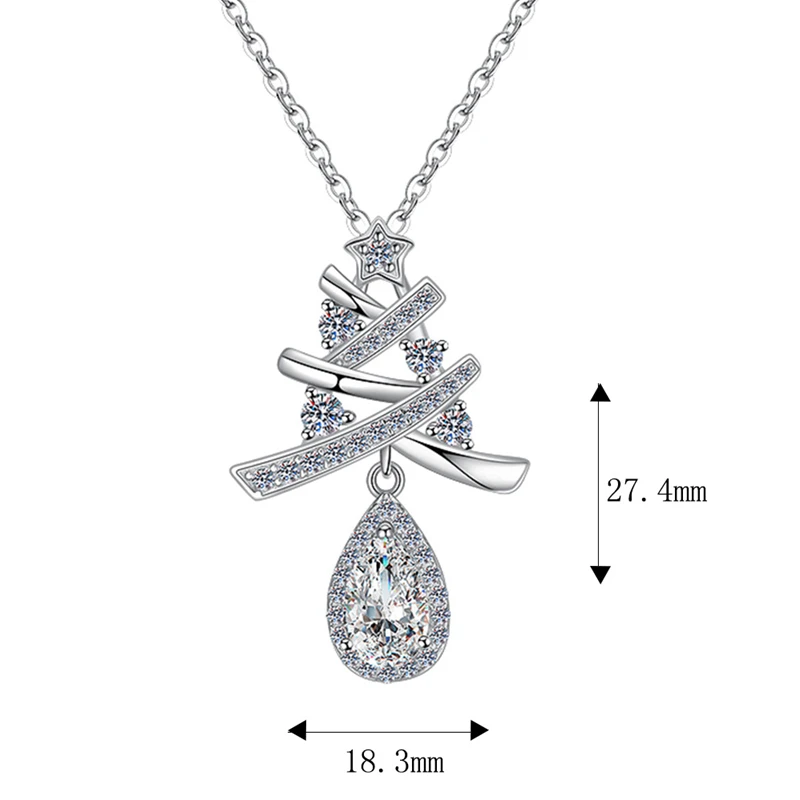 100% 925 Sterling Silver Necklace Luxury Zircon Christmas Tree Pendant Necklaces For Women Anniversary Party Best Jewelry Gifts