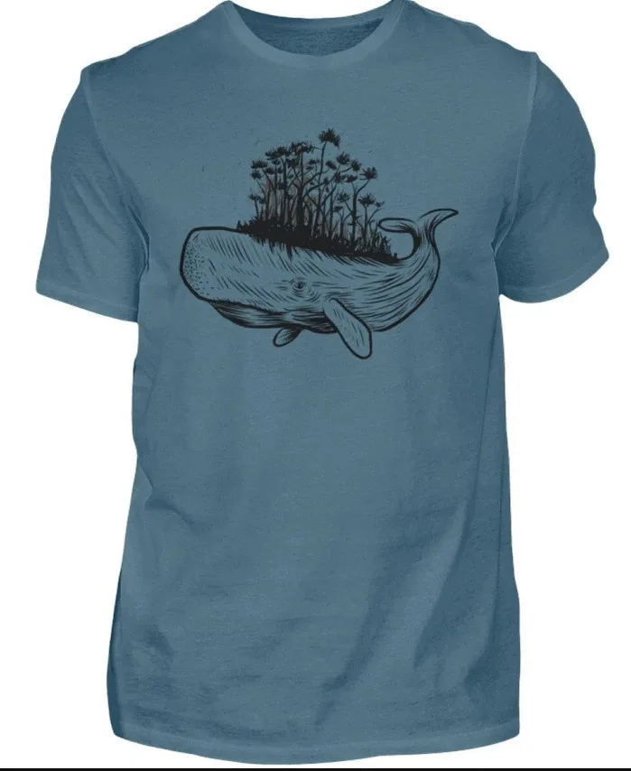 Men's T-shirt whale with island sea T-shirt