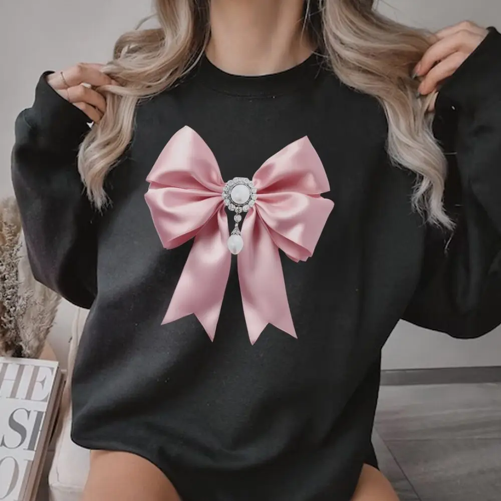 Coquette Aesthetic Sweatshirt Downtown Girl Clothes Preppy Fashion Thin Sweatshirt Youth Women Simple O-neck Basic Pullover